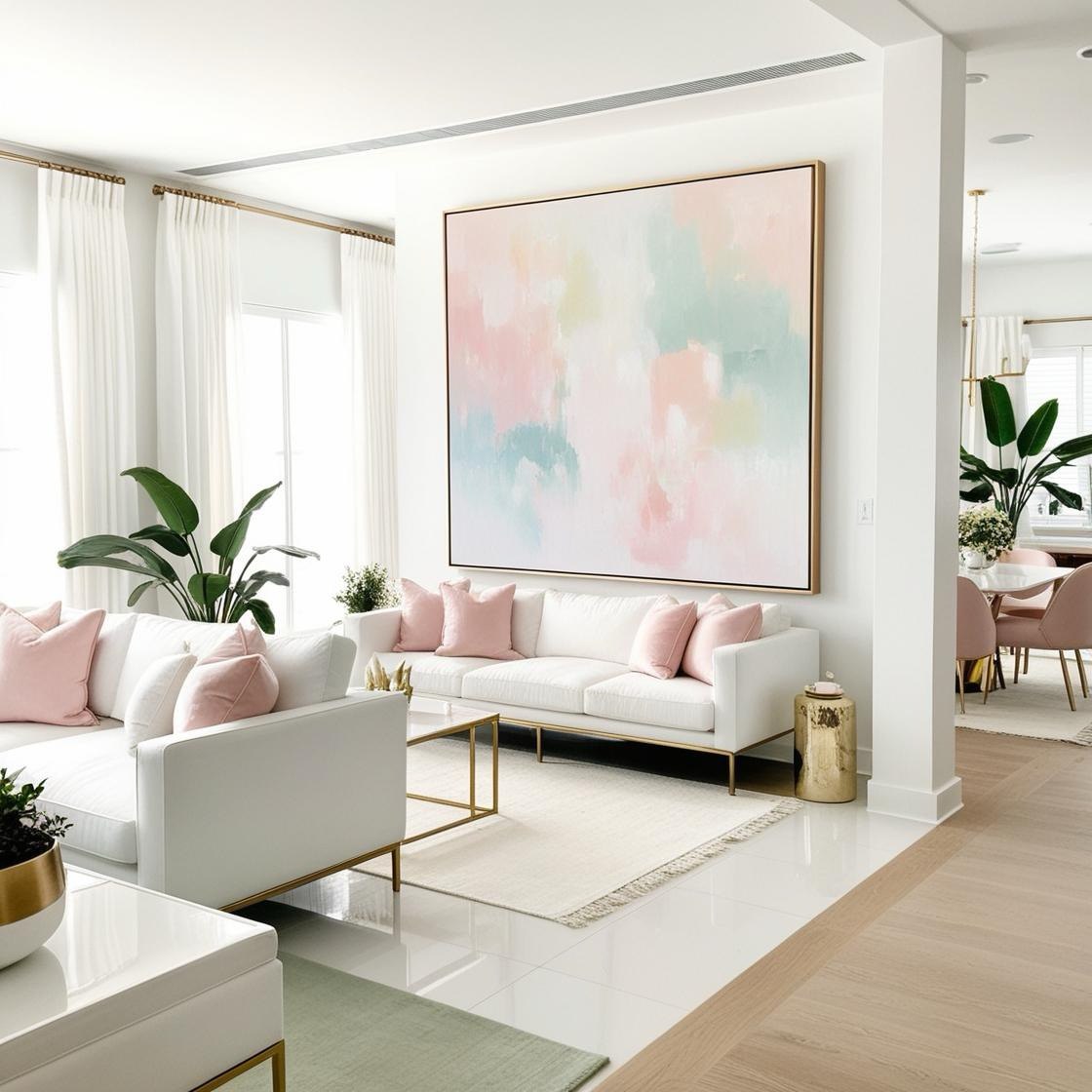 Pink Abstract Acrylic Painting Living Room