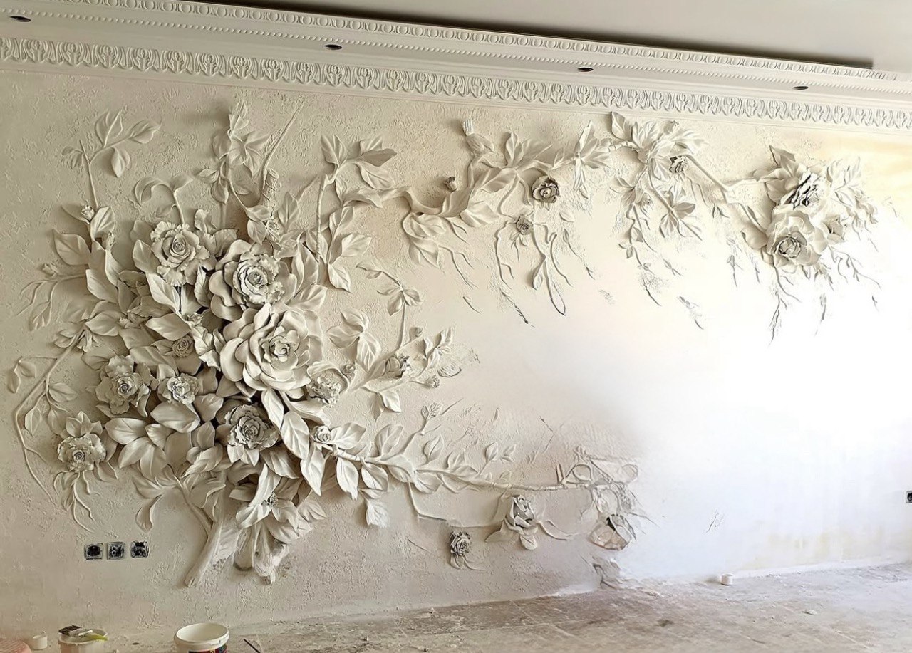 Floral Wall Relief for Living Room