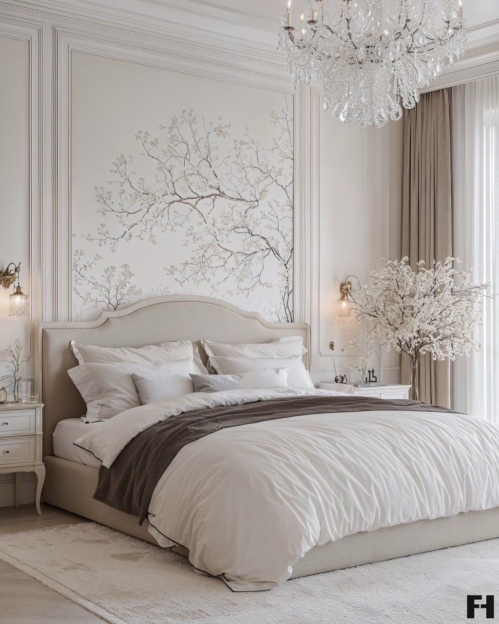 White Floral Wall Murals