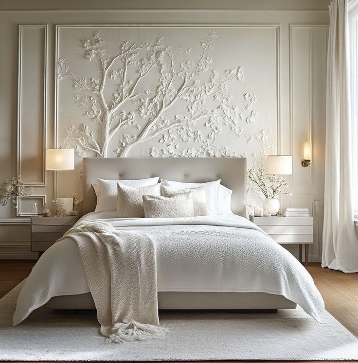 Floral Wall Relief for Bedroom